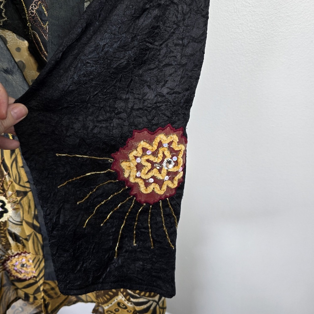 Indigo Moon Patchwork Kimono Jacket M Beaded Sequ… - image 4